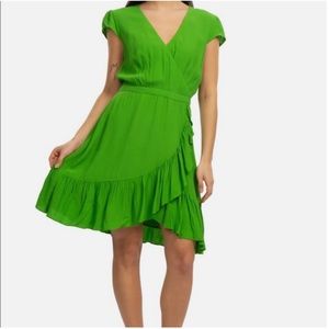 J. Crew Kelly Green Wrap Dress with Ruffle Detail